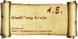 Almássy Ervin névjegykártya